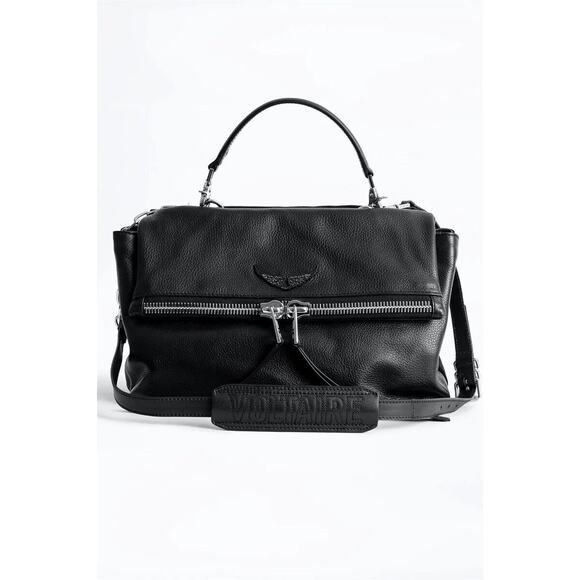 Zadig & Voltaire Twin's Zip Large Bag Black Leather, NEW Missing Chain & Handle - Picture 1 of 10